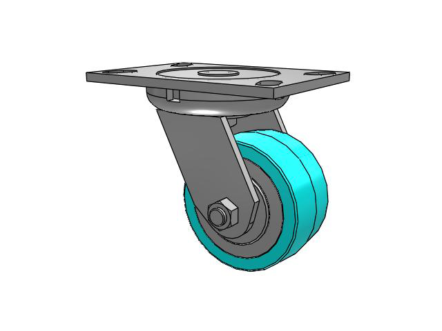 Roulette pivotante à plaque supérieure de la série 62, avec bande de roulement grise 4 x 2 sur noyau en polypropylène gris XA - Polyuréthane (noyau en polypropylène) - Roue antimicrobienne Prevenz