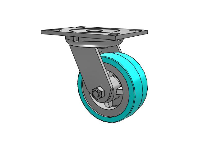 62 Series Top Plate Swivel Caster with 5 x 2 Grey Tread on Grey Polypropylene Core XA - Polyurethane (Polypropylene Core) - Prevenz Antimicrobial Wheel