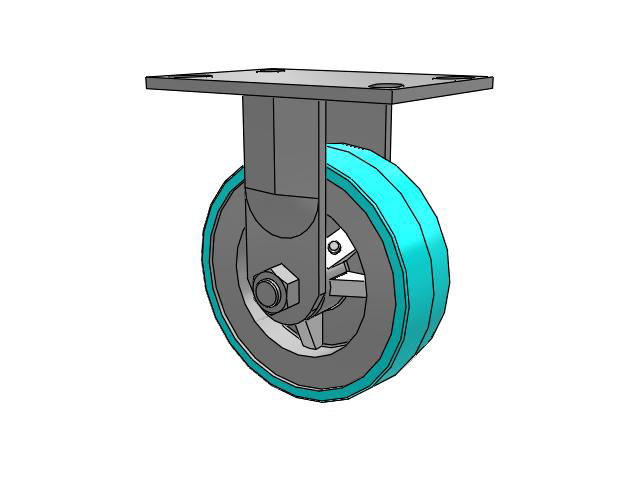 62 Series Top Plate Rigid Caster with 6 x 2 Grey Tread on Grey Polypropylene Core XA - Polyurethane (Polypropylene Core) - Prevenz Antimicrobial Wheel