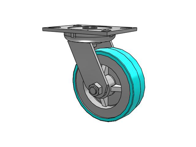 62 Series Top Plate Swivel Caster with 6 x 2 Grey Tread on Grey Polypropylene Core XA - Polyurethane (Polypropylene Core) - Prevenz Antimicrobial Wheel