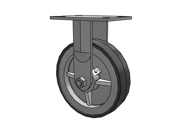 62 Series Top Plate Rigid Caster with 8 x 2 Grey Tread on Grey Polypropylene Core XA - Polyurethane (Polypropylene Core) Wheel