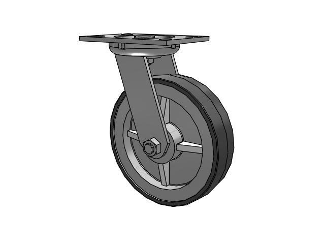62 Series Top Plate Swivel Caster with 8 x 2 Grey Tread on Grey Polypropylene Core XA - Polyurethane (Polypropylene Core) Wheel