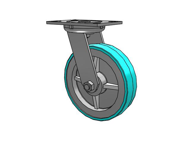 62 Series Top Plate Swivel Caster with 8 x 2 Grey Tread on Grey Polypropylene Core XA - Polyurethane (Polypropylene Core) - Prevenz Antimicrobial Wheel
