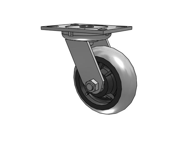 62 Series Top Plate Swivel Caster with 6 x 2 Grey Tread on Grey Core XP - X-treme Plus Solid Polyurethane Wheel