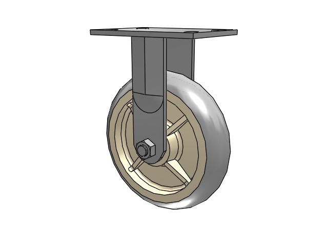 Roulette rigide à plaque supérieure de la série 62 avec bande de roulement grise 8 x 2 sur noyau gris XR - Caoutchouc X-tra Soft (ronde) - Roue antimicrobienne Prevenz