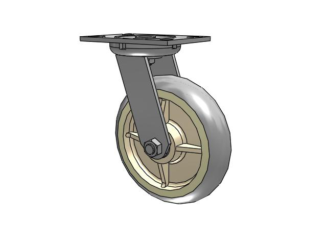 62 Series Top Plate Swivel Caster with 8 x 2 Grey Tread on Grey Core XR - X-tra Soft Rubber (Round) - Prevenz Antimicrobial Wheel