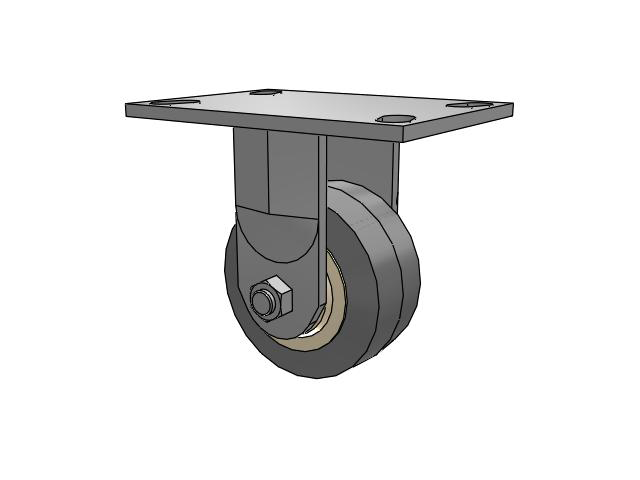 62 Series Top Plate Rigid Caster with 4 x 2 Grey Tread on Grey Core XS - X-tra Soft Rubber (Flat) - Prevenz Antimicrobial Wheel