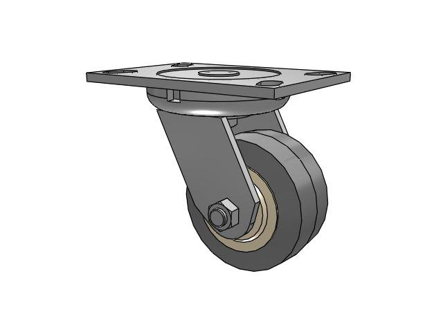 62 Series Top Plate Swivel Caster with 4 x 2 Grey Tread on Grey Core XS - X-tra Soft Rubber (Flat) - Prevenz Antimicrobial Wheel