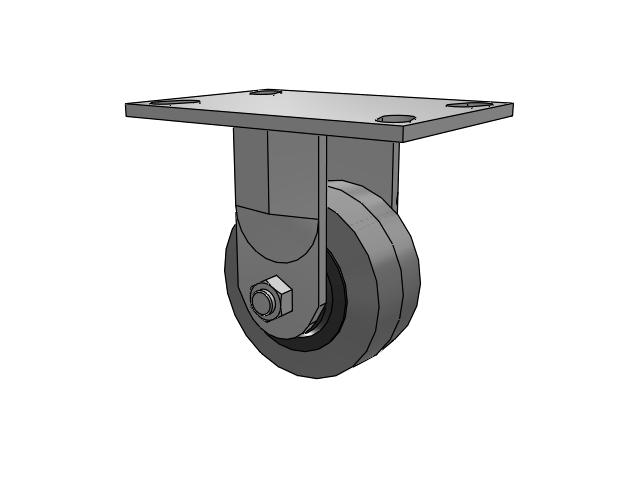 62 Series Top Plate Rigid Caster with 4 x 2 Grey Tread on Grey Core XS - Performa X-tra Soft Rubber (Flat) - Prevenz Antimicrobial Wheel