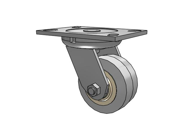 62 Series Top Plate Swivel Caster with 4 x 2 Grey Tread on Grey Core XS - X-tra Soft Rubber (Flat) - Prevenz Antimicrobial Wheel