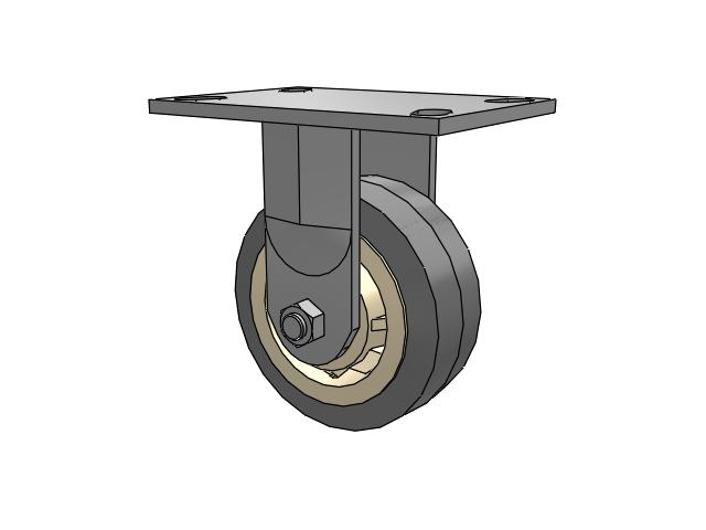 62 Series Top Plate Rigid Caster with 5 x 2 Grey Tread on Grey Core XS - X-tra Soft Rubber (Flat) - Prevenz Antimicrobial Wheel