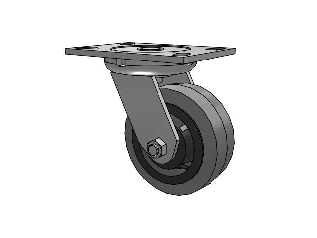 62 Series Top Plate Swivel Caster with 5 x 2 Grey Tread on Grey Core XS - Performa X-tra Soft Rubber (Flat) - Prevenz Antimicrobial Wheel