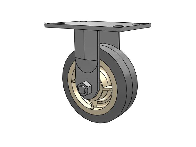 62 Series Top Plate Rigid Caster with 6 x 2 Grey Tread on Grey Core XS - X-tra Soft Rubber (Flat) - Prevenz Antimicrobial Wheel