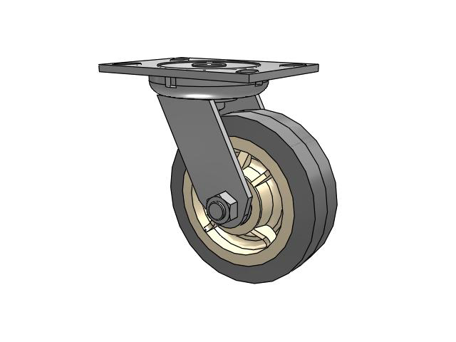 62 Series Top Plate Swivel Caster with 6 x 2 Grey Tread on Grey Core XS - X-tra Soft Rubber (Flat) - Prevenz Antimicrobial Wheel