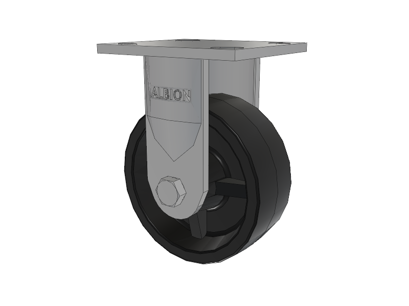 16 Series Top Plate Rigid Caster with 5 x 2 Black Polypropylene PB - Polypropylene Wheel