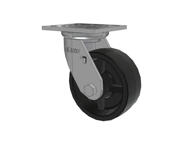 16 Series Top Plate Swivel Caster with 5 x 2 Black Polypropylene PB - Polypropylene Wheel