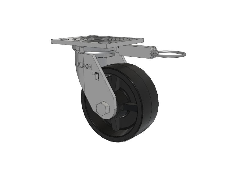 16 Series Top Plate Swivel Caster with 5 x 2 Black Polypropylene PB - Polypropylene Wheel