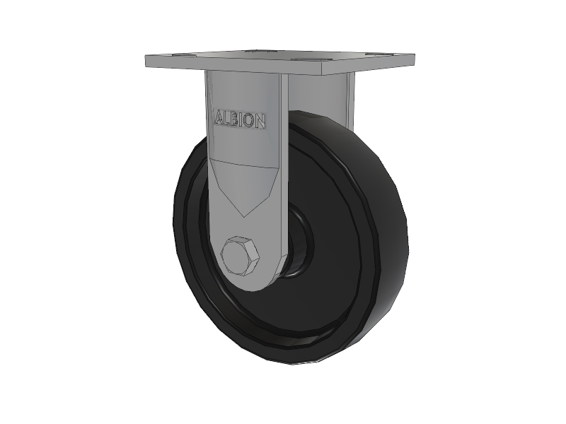 16 Series Top Plate Rigid Caster with 6 x 1.5 Black Polypropylene PB - Polypropylene Wheel