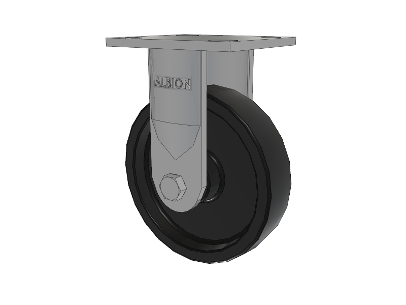 16 Series Top Plate Rigid Caster with 6 x 1.5 Black Polypropylene PB - Polypropylene Wheel