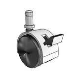 Pacer Grip Ring Satin Chrome Swivel Caster with 1.9685 Nylon Wheel and Brake