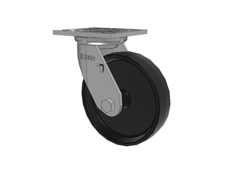 16 Series Top Plate Swivel Caster with 6 x 1.5 Black Polypropylene PB - Polypropylene Wheel