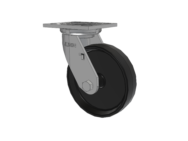 16 Series Top Plate Swivel Caster with 6 x 1.5 Black Polypropylene PB - Polypropylene Wheel