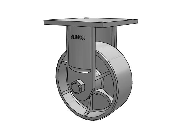 700 Series Top Plate Rigid Caster with 10 Grey Enamel CA - Cast Iron Wheel