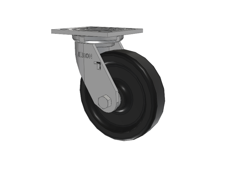 16 Series Top Plate Swivel Caster with 6 x 1.5 Black Polypropylene PB - Polypropylene Wheel