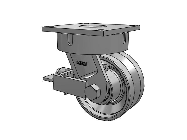 700 Series Top Plate Swivel Caster with 8 Clear Coat Enamel VH - Drop-Forged Steel V-Groove Wheel and Face Brake