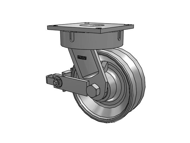 700 Series Top Plate Swivel Caster with 10 Clear Coat Enamel VH - Drop-Forged Steel V-Groove Wheel and Poly Cam Brake