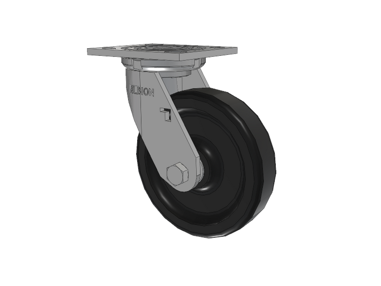 16 Series Top Plate Swivel Caster with 6 x 1.5 Black Polypropylene PB - Polypropylene Wheel