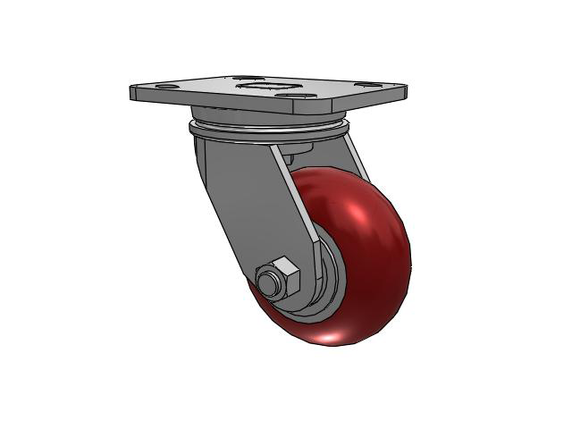 71 Series Top Plate Swivel Caster with 4 x 2 Maroon Tread on Aluminum Core AX - Round Polyurethane (Aluminum Core) Wheel