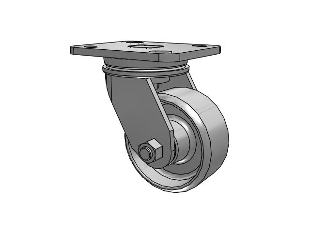 71 Series Top Plate Swivel Caster with 4 x 2 Grey Enamel CA - Cast Iron Wheel