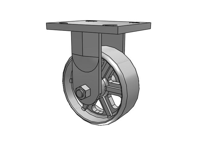 71 Series Top Plate Rigid Caster with 5 x 2 Grey Enamel CA - Cast Iron Wheel