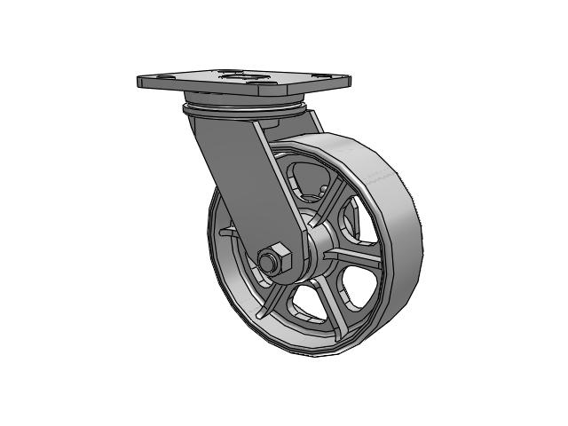 71 Series Top Plate Swivel Caster with 6 x 2 Grey Enamel CA - Cast Iron Wheel