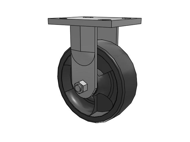 71 Series Top Plate Rigid Caster with 6 x 2 Dark Grey Nylon DT - Heavy Duty Glass-Filled Nylon Wheel