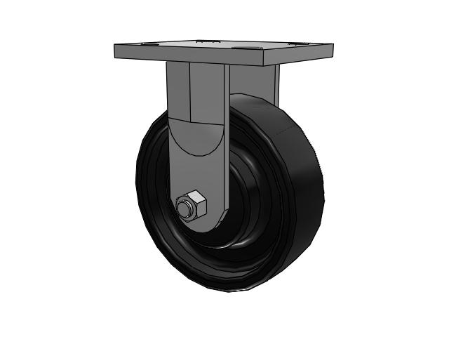 71 Series Top Plate Rigid Caster with 6 x 2 Black Paint FR - Ductile Iron Crowned Tread Wheel
