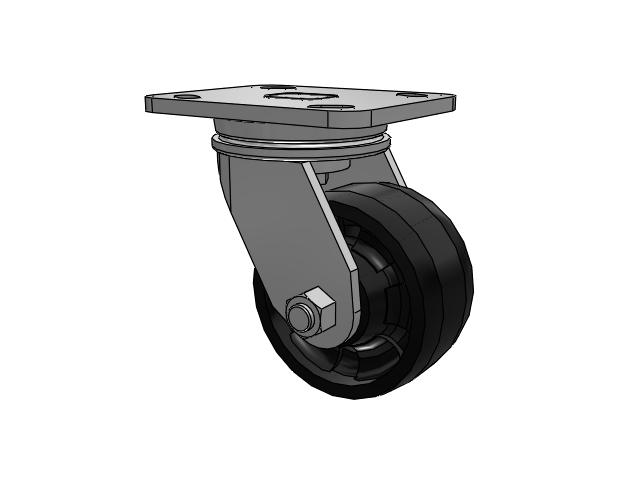 71 Series Top Plate Swivel Caster with 4 x 2 Black Nylon NG - Maxim Nylon Wheel
