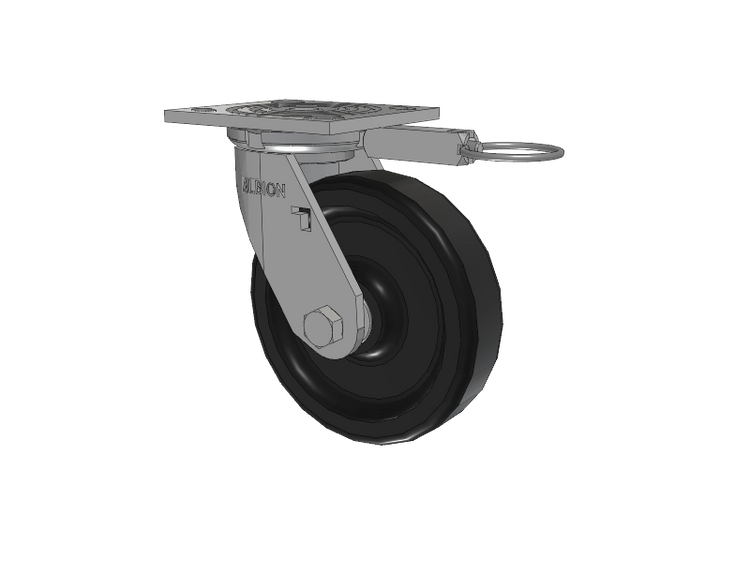 16 Series Top Plate Swivel Caster with 6 x 1.5 Black Polypropylene PB - Polypropylene Wheel