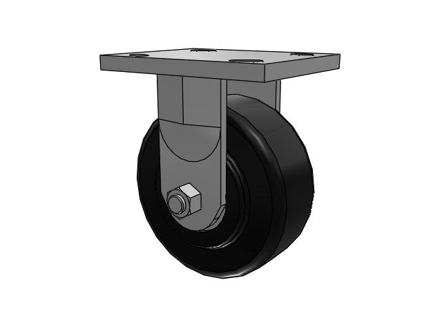 71 Series Top Plate Rigid Caster with 4 x 2 Black Polymer NX - Trionix High Impact Polymer Wheel
