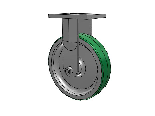 71 Series Top Plate Rigid Caster with 8 x 2 Green Tread on Aluminum Core PD - Polyurethane (Aluminum Core) Wheel