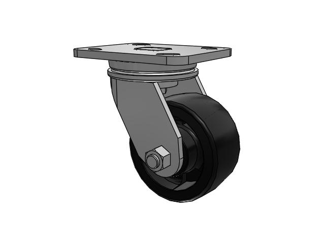 71 Series Top Plate Swivel Caster with 4 x 2 Black Polypropylene RT - Glass-Filled Polypropylene Wheel