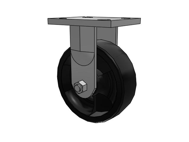 71 Series Top Plate Rigid Caster with 6 x 2 Black Polypropylene RT - Glass-Filled Polypropylene Wheel