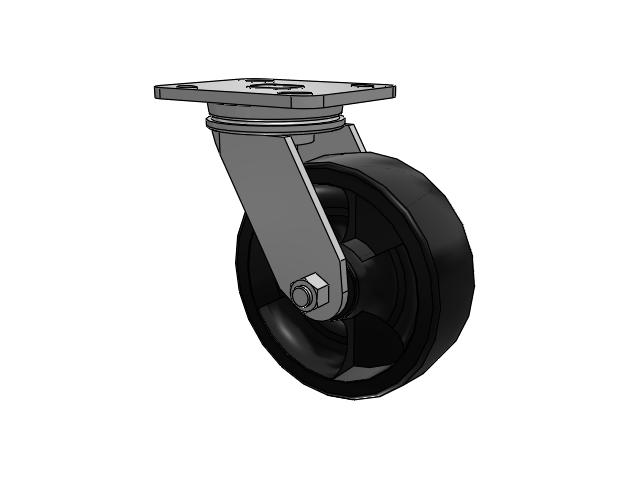 71 Series Top Plate Swivel Caster with 6 x 2 Black Polypropylene RT - Glass-Filled Polypropylene Wheel