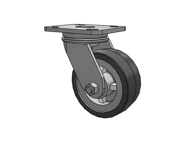 71 Series Top Plate Swivel Caster with 5 x 2 Grey Tread on Grey Polypropylene Core XA - Polyurethane (Polypropylene Core) Wheel