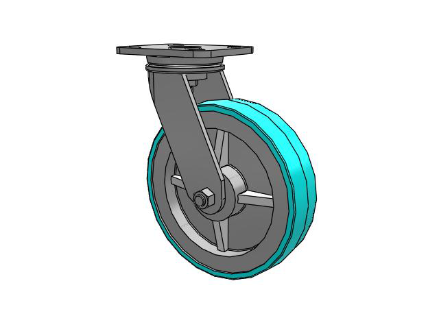 71 Series Top Plate Swivel Caster with 8 x 2 Grey Tread on Grey Polypropylene Core XA - Polyurethane (Polypropylene Core) - Prevenz Antimicrobial Wheel