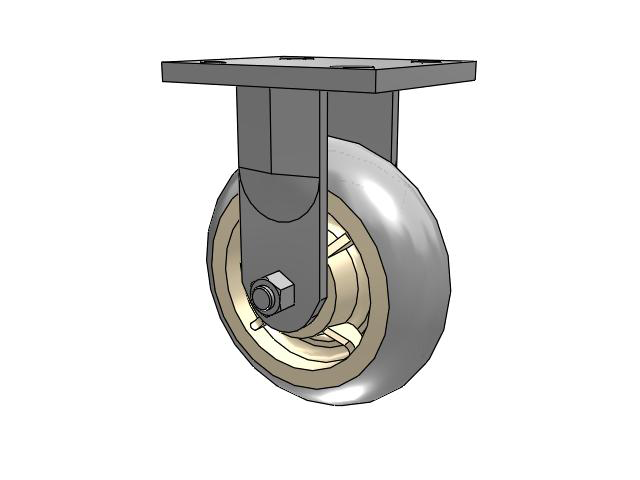 71 Series Top Plate Rigid Caster with 6 x 2 Grey Tread on Grey Core XR - X-tra Soft Rubber (Round) - Prevenz Antimicrobial Wheel
