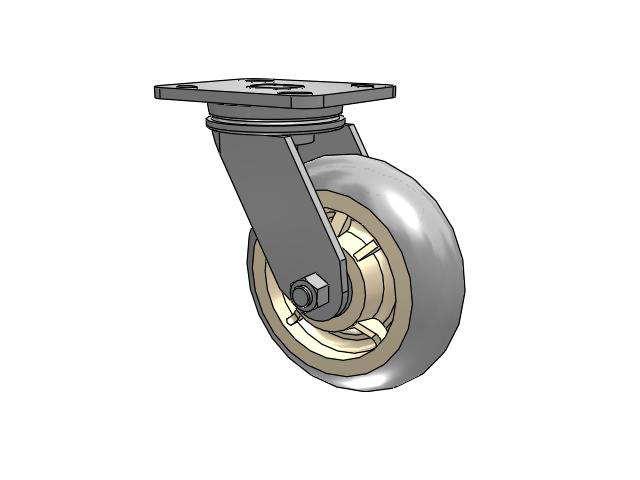 71 Series Top Plate Swivel Caster with 6 x 2 Grey Tread on Grey Core XR - X-tra Soft Rubber (Round) - Prevenz Antimicrobial Wheel