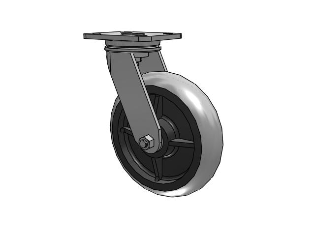 71 Series Top Plate Swivel Caster with 8 x 2 Grey Tread on Grey Core XP - X-treme Plus Solid Polyurethane Wheel