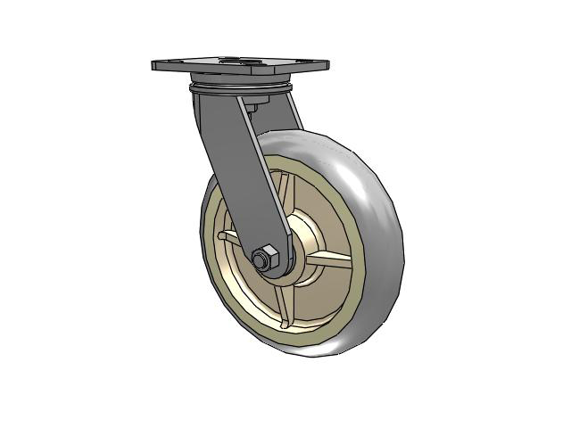 71 Series Top Plate Swivel Caster with 8 x 2 Grey Tread on Grey Core XR - X-tra Soft Rubber (Round) - Prevenz Antimicrobial Wheel